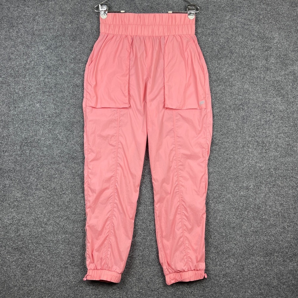 Fabletics Womens Ultra High Waisted Piped Nylon Pants Small Pink Track Jogger